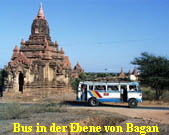 Bus in der Ebene von Bagan